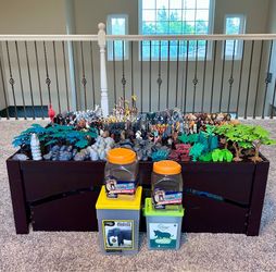 Mega Lot Of Wild Animal Figurines With Landscaping