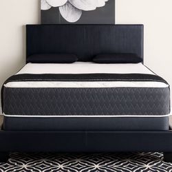 New Queen Size Black Bed Frame With Mattress And BoxSpring 