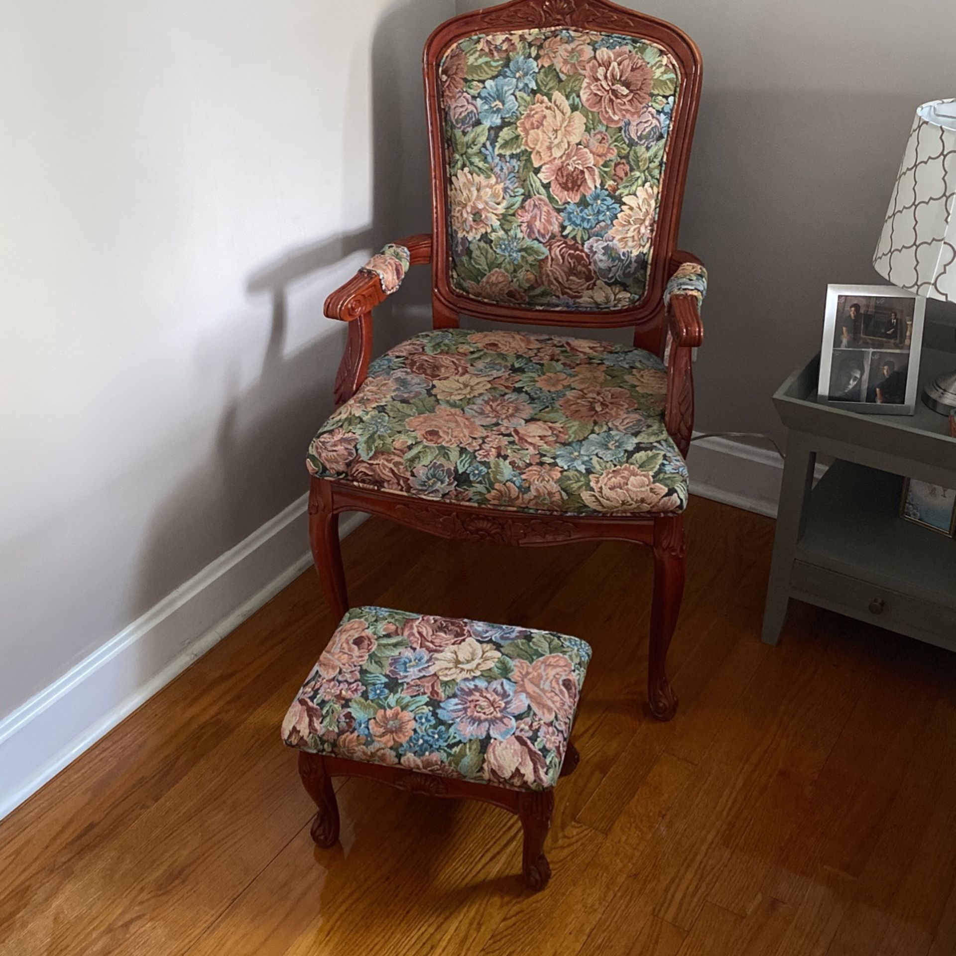 Victorian Style Chair And Ottoman