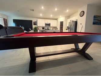 Pool table with rack and topper