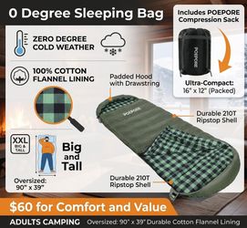 POEPORE 0 Degree Sleeping Bag XXL