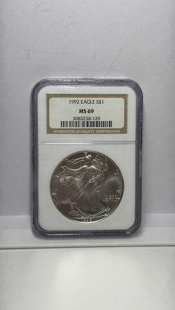 1992 American Silver Eagle S$1 NGC MS69 1 oz .999 Fine Silver