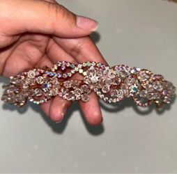 Rose gold floral beaded crown/headband with crystals