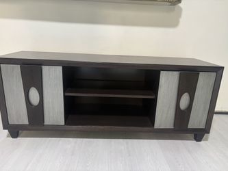 MODERN WOOD/ SILVER CONSOLE  60x17” H 24”