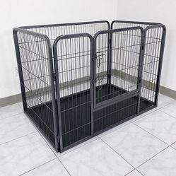 BRAND NEW $110 Heavy Duty Pet Playpen w/ Plastic Tray, Dog Cage Kennel 4 Panels,  L49” x W32” x H35” 