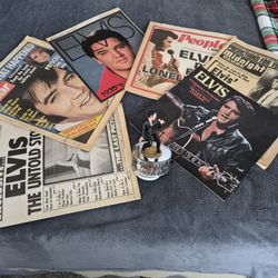  revolving musical figure and Collectable Elvis magazines. 