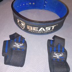 Powerlifting Belt With Wrist Straps 