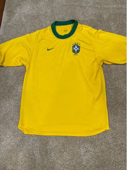 Vintage Nike Brazil CBF Soccer Jersey Yellow Green Dri-Fit Men’s Small