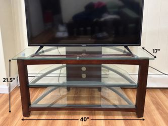 Glass & Wood TV Stand – 3-Tier Entertainment Center