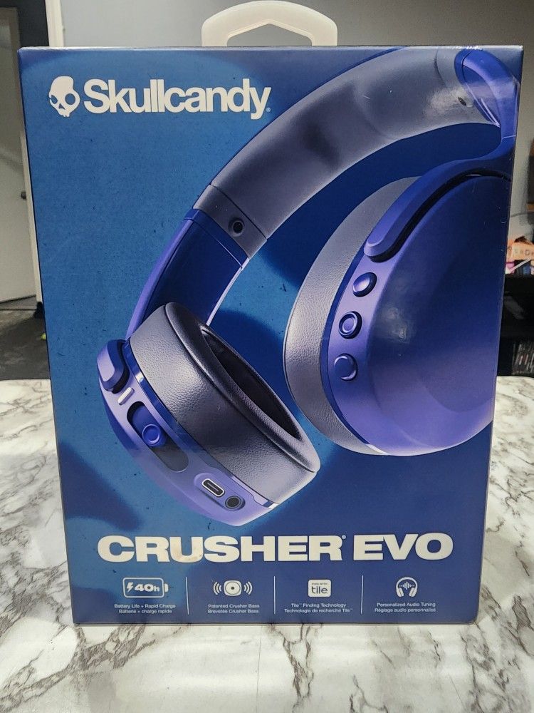 Skullcandy Crusher Evo Wireless Bluetooth Over Ear Headphones (Midnight Blue) (New)
