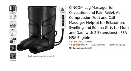 CINCOM Leg Massager for Circulation and Pain Relief Air Compression Foot & Calf Massager Helpful for Relaxation Swelling & Edema Gifts for Mom & Dad