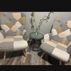 2 Comfy High Back Chairs with 2 end tables /like New/ all for  / 215.00 - must pick up