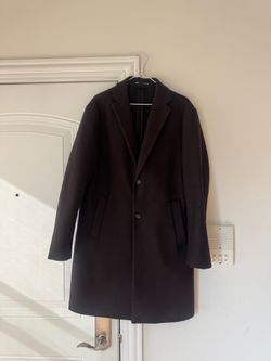 Men's Zara Brown Wool Blend Overcoat Size Large