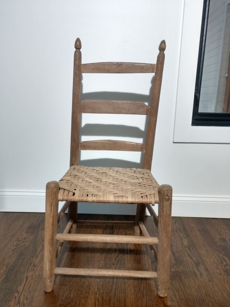 Antique chair with basketweave rush seat