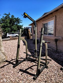 Delivery Available - Nautilus Olympic Squat Rack Pull Machine Floor  Pull and Top Pull Down