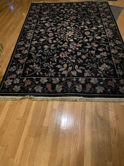 Rug black multicolored With flowers