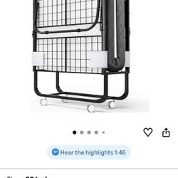 Brand New EconoHome Folding Bed with Mattress - 75x38 Twin Size Frame - Portable Rollaway Guest Bed with 5-inch Memory Foam Mattress