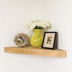 Floating Wood Corner Shelf, Reclaimed Wood Wall Shelf, Rustic Wooden Shelf Organizer 