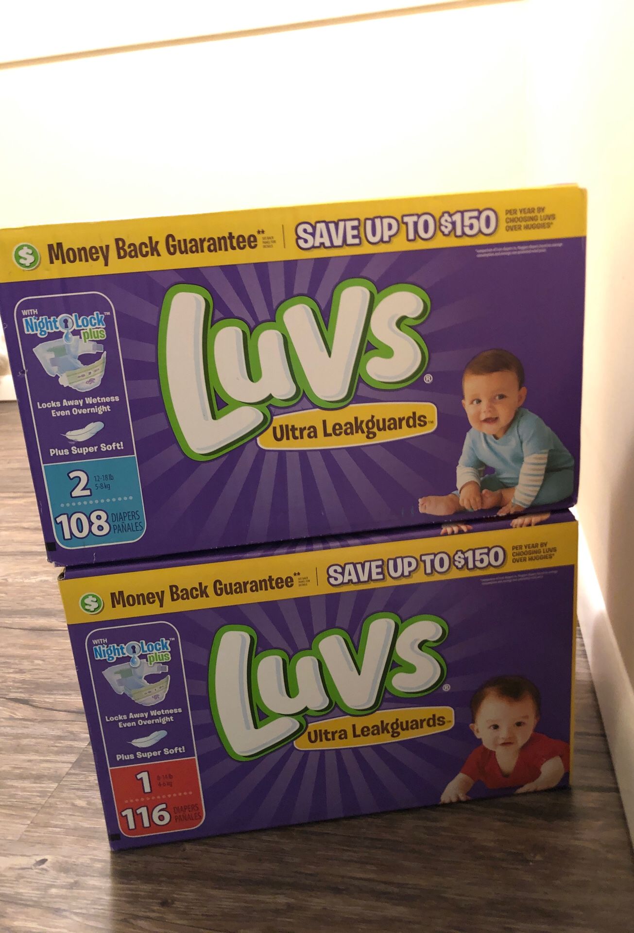 Luvs pampers #1 and #2