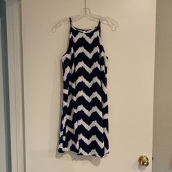 Navy And White Lined Dress