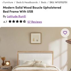 Full Size Wood And Fabric Bedframe
