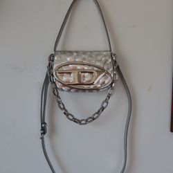 Diesel 1DR Mirror Shoulder Bag — Silver Chrome