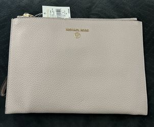 Michael Kors XL Zip Clutch Wristlet Bag Soft Pink