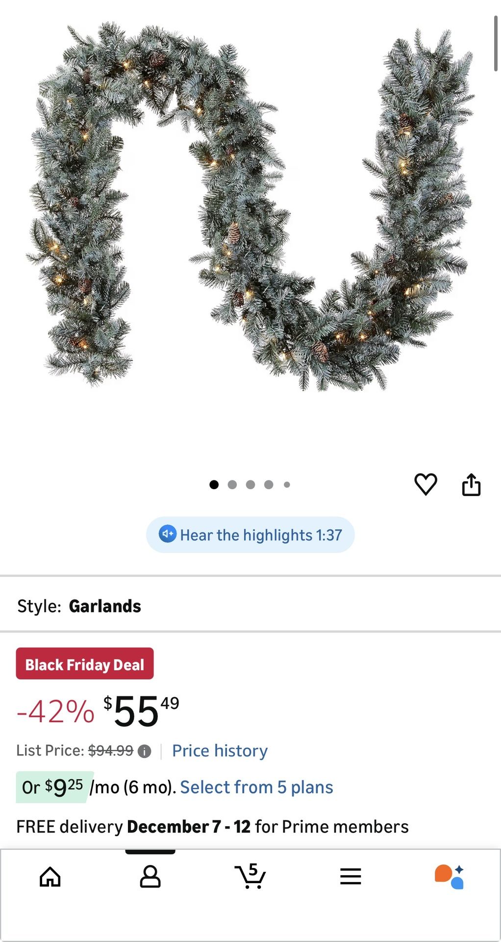 Pre-lit Garland - 9 Feet.  x3 