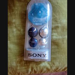 Description  Sony Walkman ear hook style stereo headphones with interchangeable silv