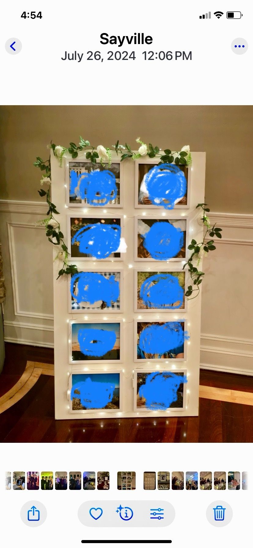 30 X 60 Standing White Wood Photo Board. Holds 10 8x10 Pictures