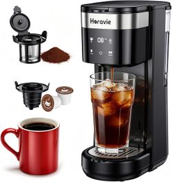 Horavie Single Serve K Cup Coffee Maker 30oz Hot & Iced 5 Brew Sizes