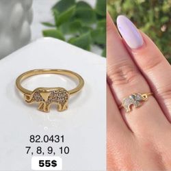 Elegant Elephant Abundance Ring 18K Gold Plating