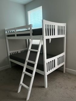 Classy White Bunk Bed plus Mattresses!