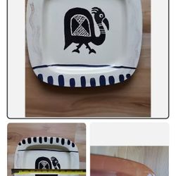 Italy Plate Serving Dish Tray Chop Primitive Bird Italian La Gioconda