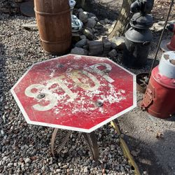 Homemade stop sign table