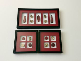 3-Piece Mixed Media Shadow Box Set – Red & Gold