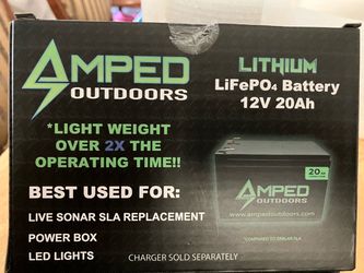 Amped Outdoors 12V 20Ah LiFePO4 Lithium Battery  and Charger