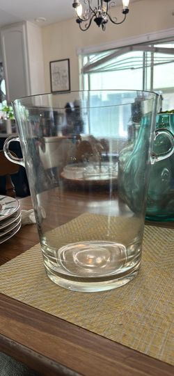 Large glass vase with handles 10inches