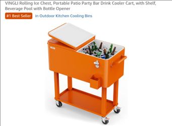 VINGLI Rolling Patio Cooler Cart with Shelf