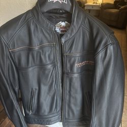 Harley Davidson Leather Motorcycle Jacket Size Large