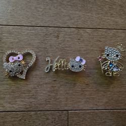 Lot Of 3 Metal Hello Kitty Shoe Charms 