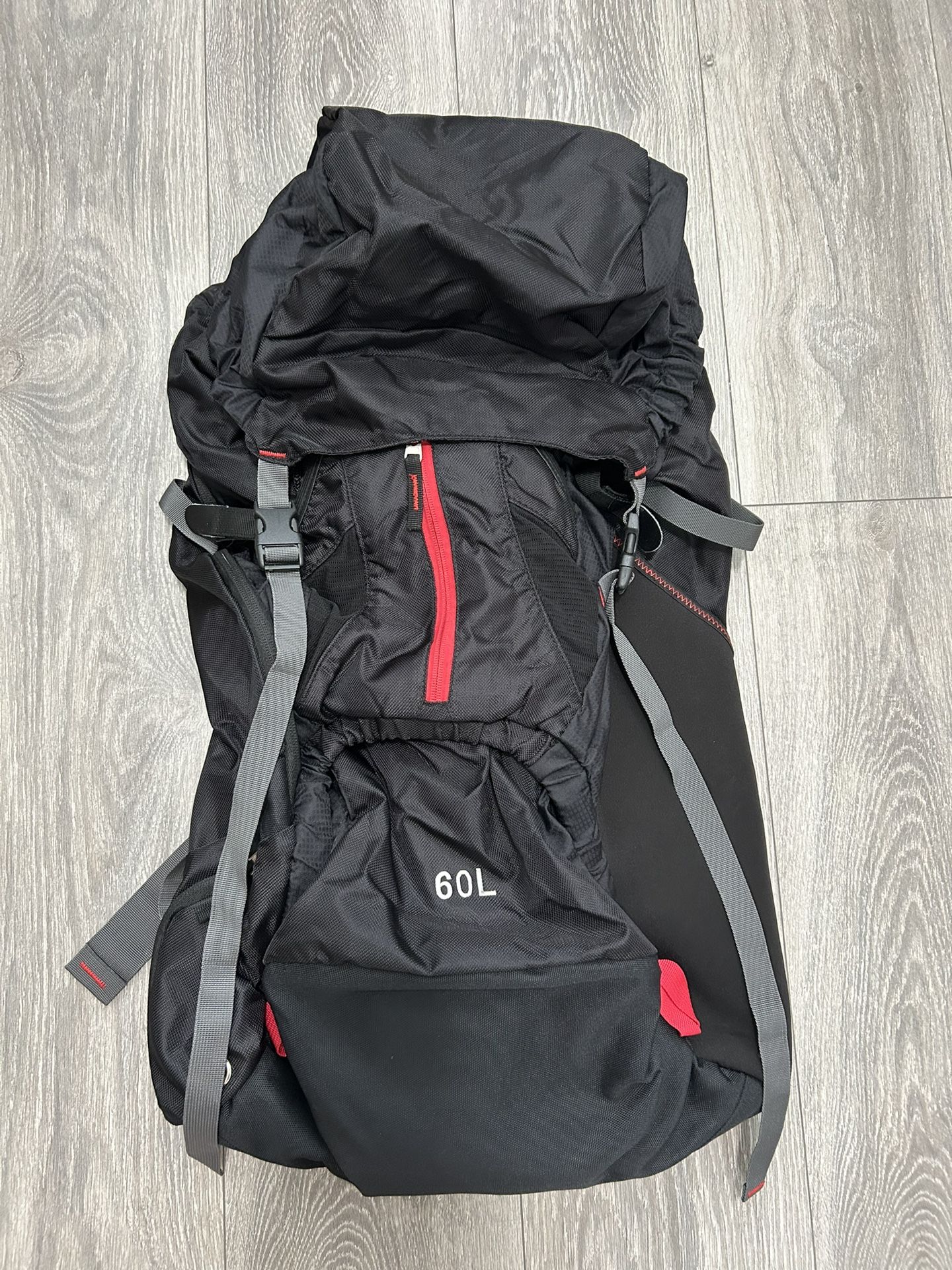 Black 60L Hiking Backpack Camping Outdoors Adventure Bag Adjustable Straps