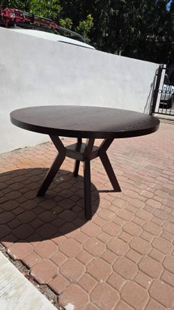 Modern Round Dark Wood Dining Table (48") - Excellent Condition