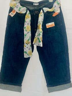 NEW Lee stretch capri jeans with scarf belt size 12
