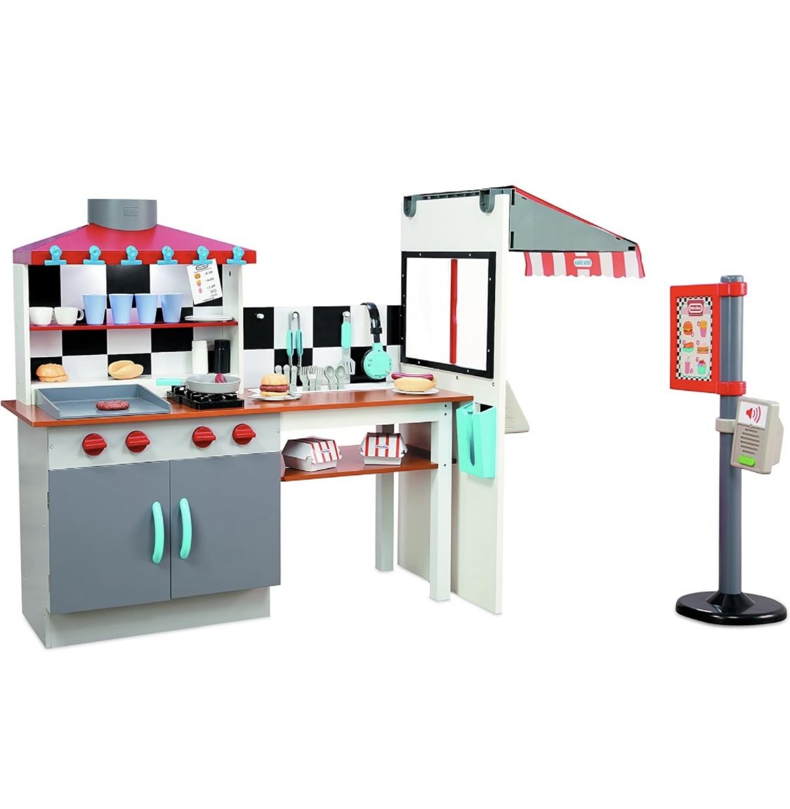 B-49 Little Tikes Real Wood Drive-Thru Diner Wooden Play Kitchen with Realistic Lights Sounds