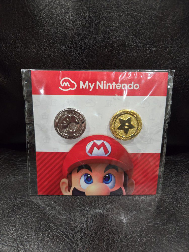 My Nintendo Rewards Exclusive Platinum Point and Gold Point Coins Pin Set NEW