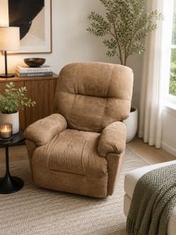 Modern Neutral Recliner Chair – Comfortable Oversized Armchair (Beige/Tan) LAZBOY