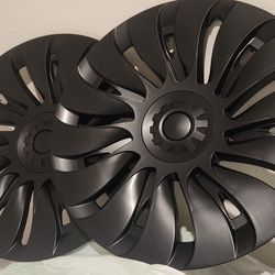 TWO Tesla Model Y Wheel Covers 19 Inch 2020-2024 Full Fit Hubcaps with Left-Right Aero Symmetry, Reduced Wind Drag 