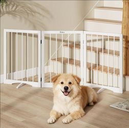New Cideny 3 Panel Freestanding Metal Pet Dog Gate measures 24"H  by 54"W