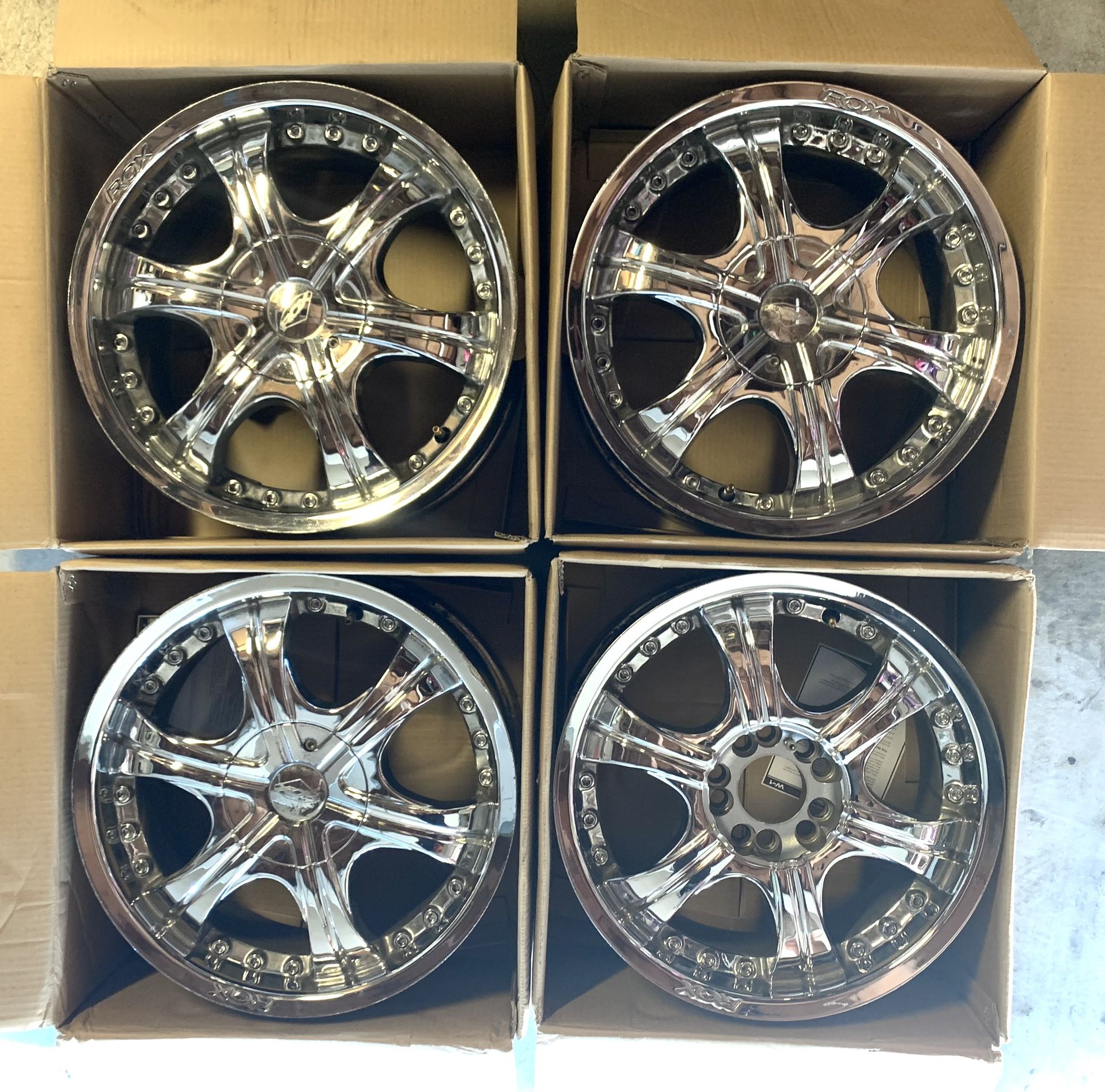 ROX Racing Basalt Chrome Polish Wheels Rims Set 17x7.5’in 5x114/5x120